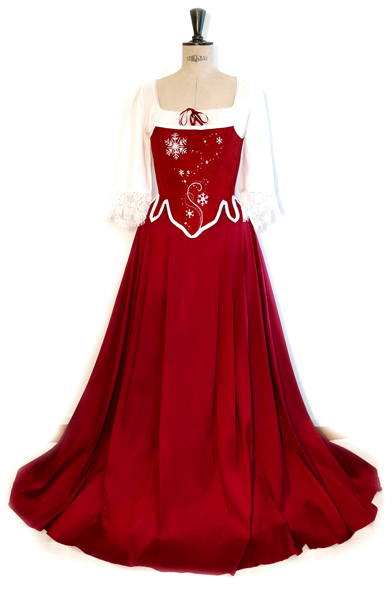 Location robe Flocon de Noël: jupe, corset et  chemise